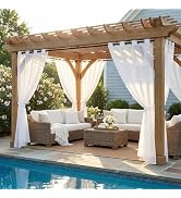 NICETOWN Outdoor Sheer Curtains for Patio Waterproof, 2 Panels Sheer Texture Curtain Panels for G...