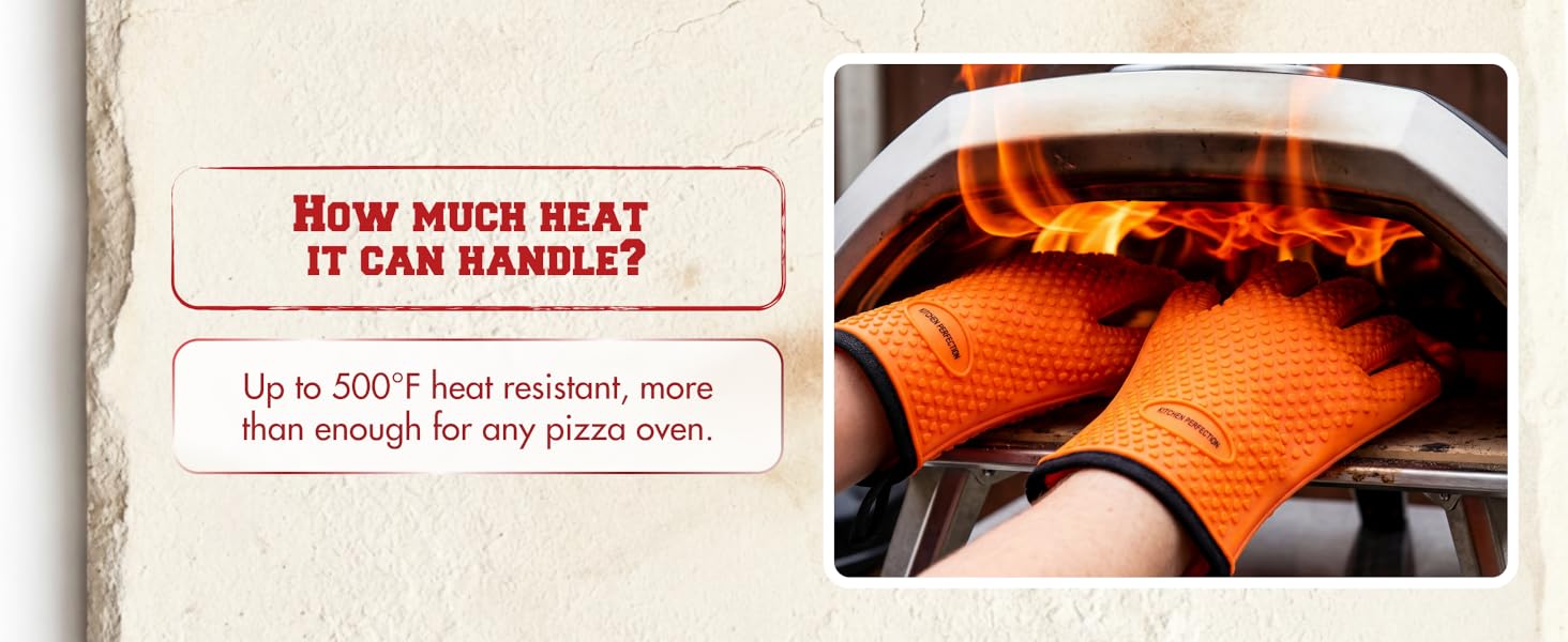 KITCHEN PERFECTION Silicone Pizza Oven Gloves -Extreme Heat Resistant Gloves