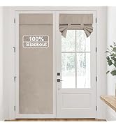 RYB HOME Linen Door Curtain 100% Blackout French Door Curtain for Glass Window, Fully Light Block...