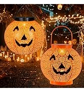 PerPaiMe Halloween Decoration Hanging Lantern Outdoor - Solar Powered Pumpkin Led Jack-O Lights, ...