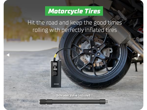 Cordless portable tire inflator for car shown inflating tire with digital screen and USB port