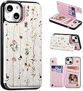 UEEBAI Wallet Case for iPhone 15 with Card Holders, PU Leather Cover Kickstand RFID Blocking Doub...