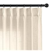 Joydeco Natural Linen Pinch Pleated Curtains 96 Inch Long 2 Panel Set for Living Room,Semi Sheer ...