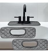 Bathroom Sink Splash Guard Oval-Hole Rectangle-Hole: AHA HOMEWARE, Faucet Mat for Bathroom Sink O...