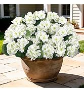 Besteek 8 Pcs 17" Artificial Geranium Flowers for Outdoors, Fake Silk Flowers UV Resistant Realis...