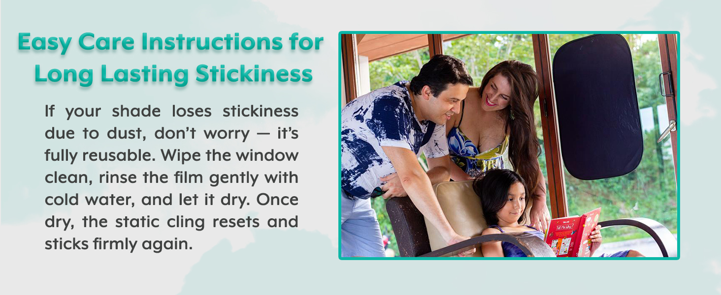 dusty glass can cause the sun screen to fall off. simply rinse the sunshades with cold water