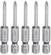 HARFINGTON 5pcs #0 Phillips Screwdriver Bit PH0 1/4" Hex Shank 2" (50mm) Long Magnetic S2 Steel I...