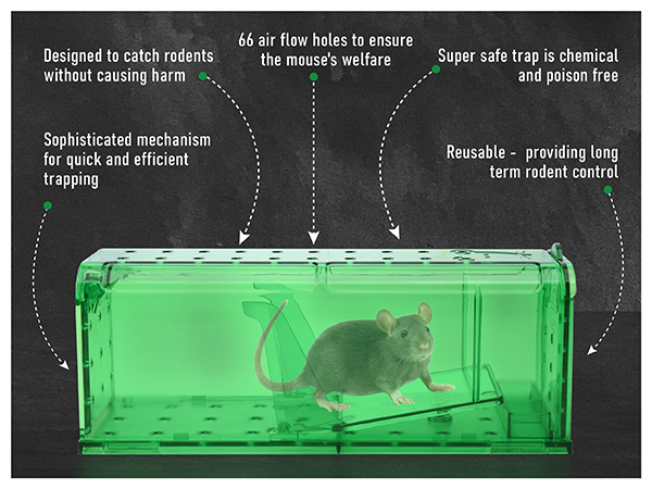 Safe & Humane Live Mouse Trap with Sophisticated Tracking Mechanism
