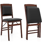 Giantex Folding Dining Chairs Set of 2, Foldable Wood Kitchen Chairs with Padded Seat, Solid Wood...