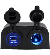 BlueFire Two Hole Tent Type Panel 4.2a Dual USB Charger + 12V/24V Cigarette Lighter Socket for Ca...