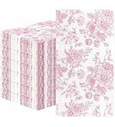 SietDESEO 50 Pieces 3-ply Pink Floral Napkins Disposable 13 x 15.7 Inches Guest Bathroom Napkins ...