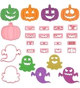 HUAKENER Halloween Cookie Cutters Set - Multiple Expression Combinations: Pumpkin, Ghost, Cute Bi...