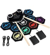 Electric Drum Set,Marrilley 9 Drum Pad With Headphone Jack,Bigger Roll-up Drum Pad, Built-in Dual...