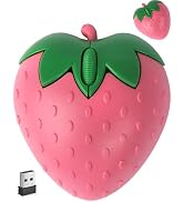 Wireless Bluetooth Mouse Cute Pink Fruit Strawberry Shape Silent Portable Lightweight USB Optical...