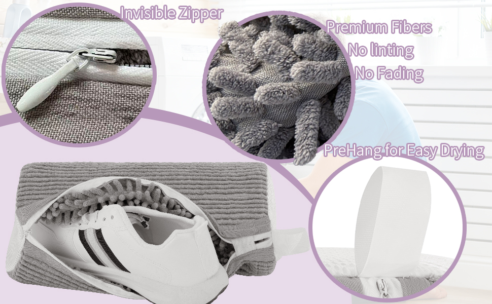Shoe Laundry Bags for Sneakers Reusable 2pc Shoes Cleaning Bags 360° Deep Clean for All Shoes Types