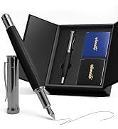 WEMATE Fountain Pen Set, Fine Nib with 20PCS 2.6MM Ink Cartridges(10 Black&10 Blue),1 Ink Convert...