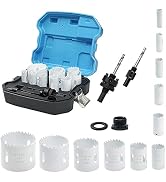 GMTOOLS Bi-Metal Hole Saw Kit with Arbors and Drill Bits, 14Pcs General Purpose 3/4" to 2-1/2" Se...