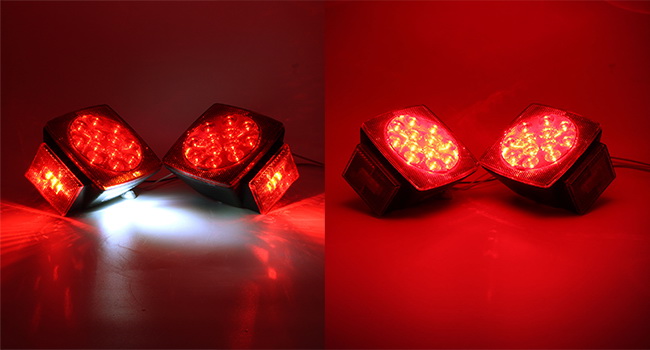 Partsam 12V IP68 Waterproof Square Led Trailer Light Stop Turn Tail License Light DOT Compliant