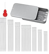 FIVEIZERO 80/40 PCS Large Eye Sewing Needles, 7 Sizes Sewing Sharp Needles, Leather Needle Embroi...