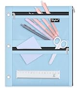 SKYDUE Binder Pencil Pouch for 3 Ring Binder, 3 Compartment Zipper Case, Large Capacity Pen Organ...