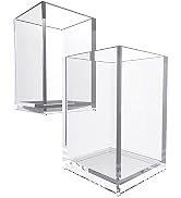 Acrylic Pen Holder 2 Packs Clear Pencil Cup for Desk Accessories Makeup Brush Holder Jewelry Hold...