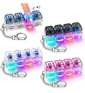4PCS Light Up Keyboard Fidget Toy, 4-Key LED Keyboard Fidget Clicker Keychain with RGB Lights, Po...
