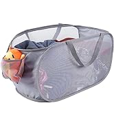 Kimmama Large Collapsible Mesh Laundry Basket,Foldable Pop Up Laundry Hamper with Side Pocket,Rem...