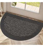 FLOORHUG Half Circle Door Mat Indoor Entrance Welcome, Non-Slip Washable Doormat, Trap Dirt and M...