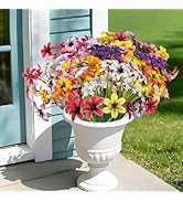 Danhh 16 Bundles Artificial Flowers Outdoor, 8 Colors UV Resistant Pansy Silk Flowers Faux Plants...