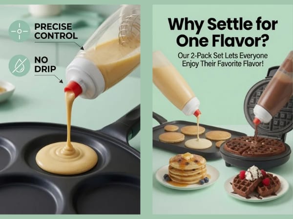 pancake batter dispenser bottle mixer shaker funnel crepe cupcake protein shake baking waffle