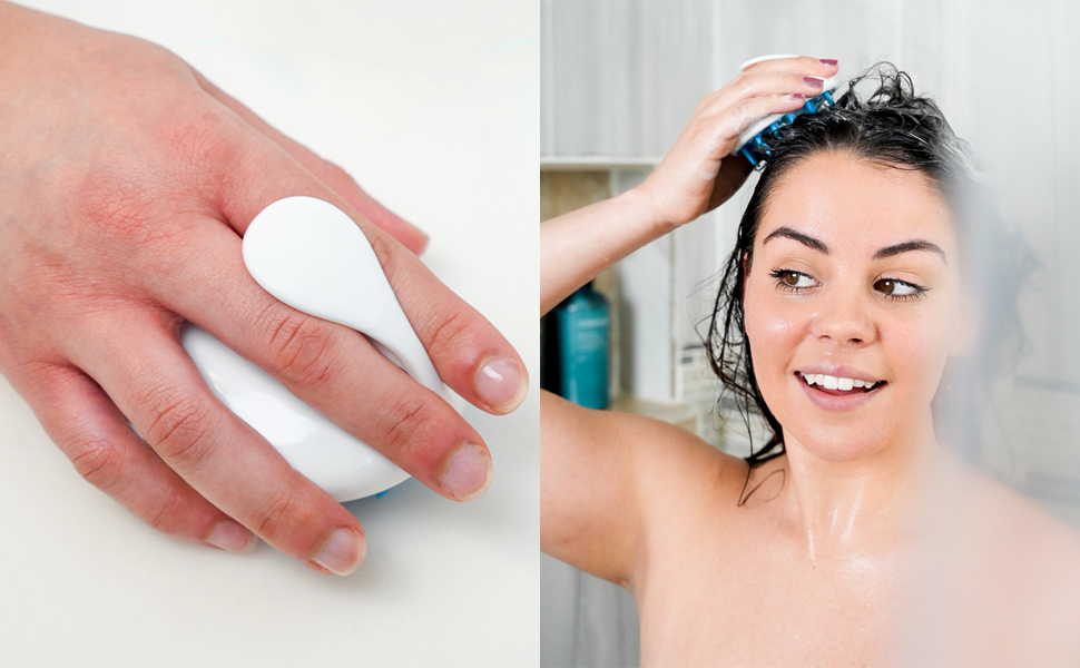 zyllion zma-12 scalp massager hair brush to apply shampoo for exfoliation