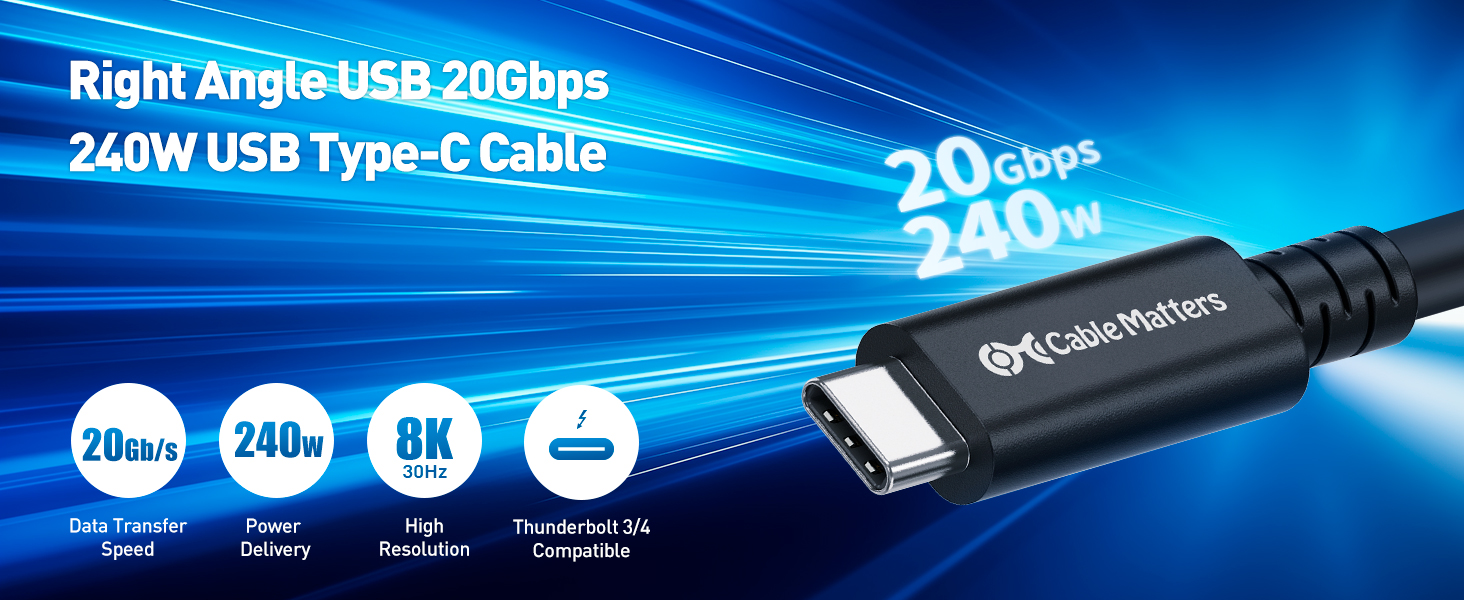 USB 20Gbps 240W USB Type-C Cable