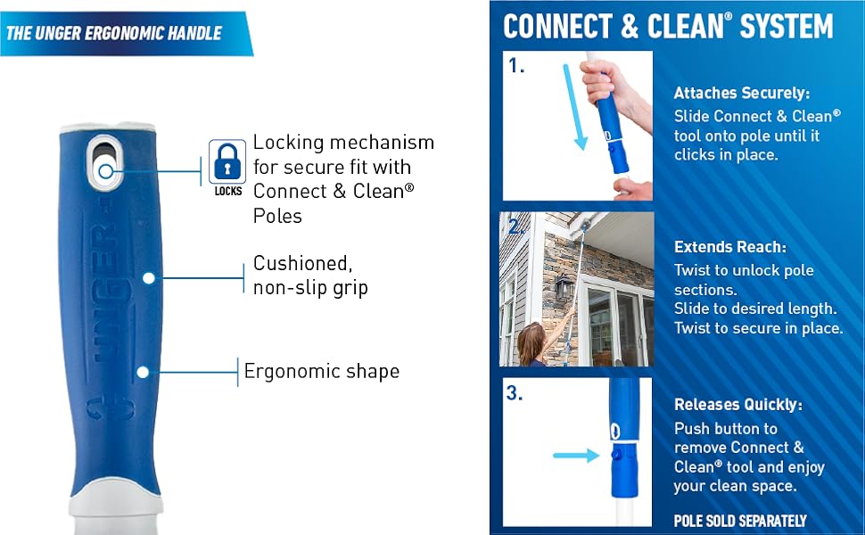 cobweb & corner duster handle features and Connect & Clean System