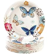 BOKFJBP 7 Inch Butterfly Paper Plates- 50pcs Disposable Blue Butterfly Paper Plates Dessert Plate...