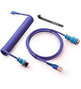 GUNMJO Pro Custom Coiled USB C Cable for Gaming Keyboard, Double-Sleeved Mechanical Keyboard Cabl...