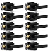 Sopoby 10 Pack Passage Door Handles Matte Black Door Knobs, Interior Door Knobs Square Heavy Duty...
