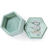 WantGor Velvet Jewelry Ring Box, 3 Slots Hexagon Ring Gift Box Vintage Ring Display Holder Case f...