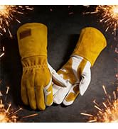 WZQH Professional MIG/TIG Welding Gloves Large, Reinforced Palm & Thumb & Index Finger, Seamless ...