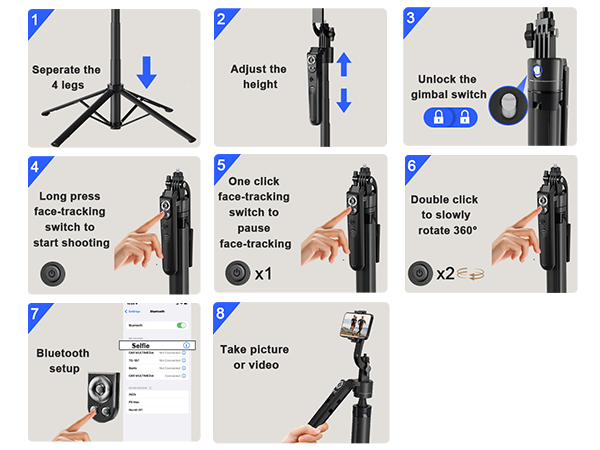 6 in 1 selfie stick tripod with fill light
