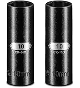 Upenjok 2-Pack 1/4" Drive 10mm Deep Impact Socket, 6-Point CR-MO Steel with Black Phosphate Finish