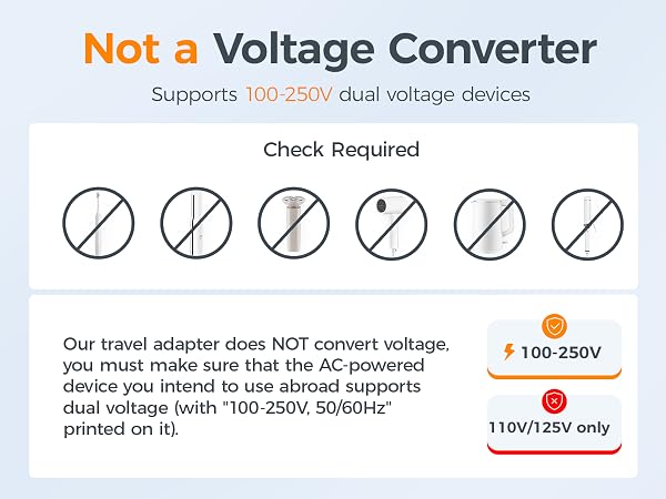 The universal charger is not a voltage converter