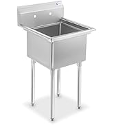 GRIDMANN 23.5" Wide Stainless Steel Kitchen Prep & Utility Sink, 1 Compartment NSF Commercial Sin...
