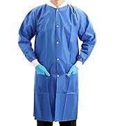JMU Disposable Lab Coats for Adult, SMS Medical Lab Jacket Knee Length with Knit Cuff & Collar, 3...