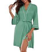 Ekouaer Women Kimono Robes Knee Length Knit Bathrobe Lightweight Soft Sleepwear V-neck Casual Lad...