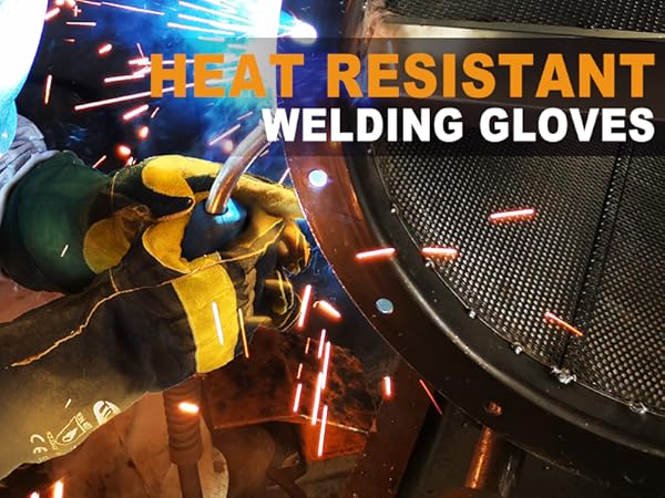 TOPDC Welding Gloves 16 Inches FireHeat Resistant Leather For Mig,Tig,Stick,Forge,BBQ
