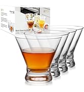 WOTOR Stemless Martini Glasses Set of 4, 8oz Cocktail Glass Set, Fancy Modern Martini Cups for Ba...