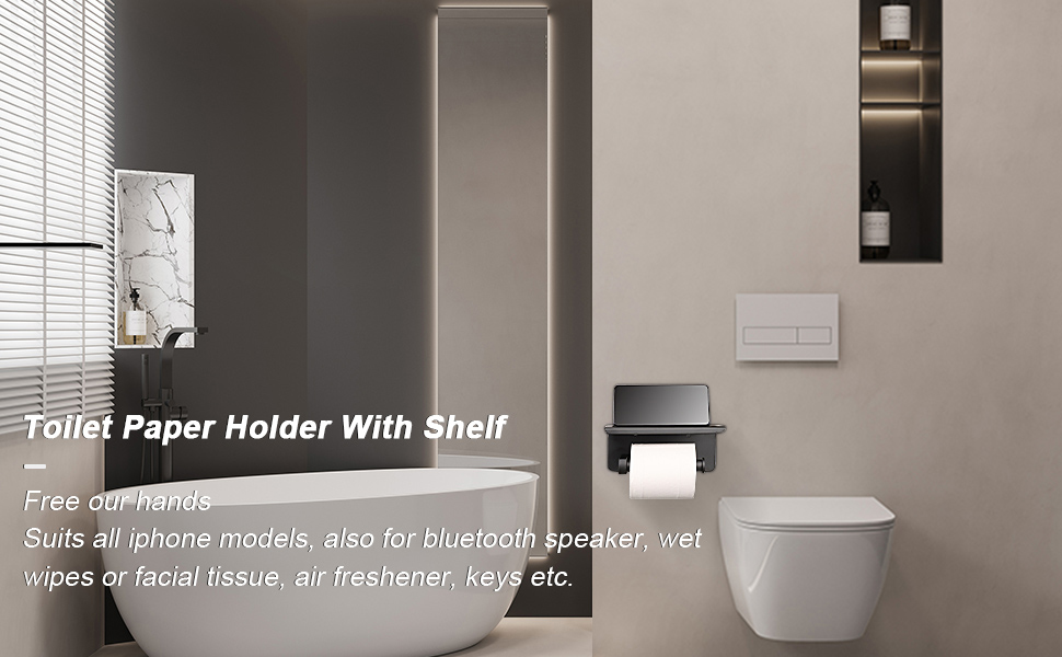 toilet paper holder with shelf