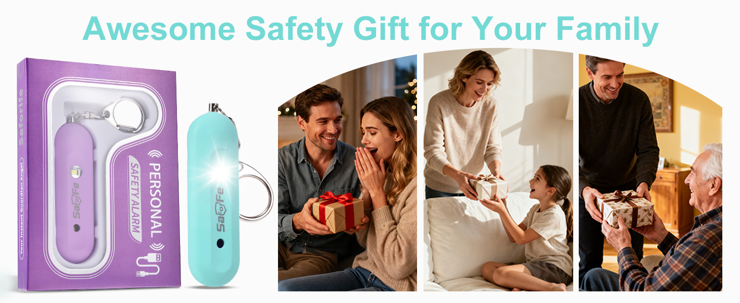 personal safety alarm women rechargeable self defense keychain device waterproof loud gift security