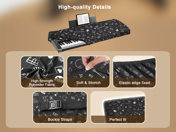 Piano Keyboard Dust Cover with Music Stand