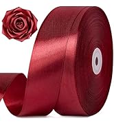 Jutieuo 1-1/2 Inch 100 Yards Burgundy Satin Ribbon, Dark Wine Red Solid Fabric Ribbon Roll for Fl...
